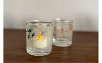 ロスフラワーで作る、かすみ草のキャンドルホルダー　【ブルー＆パープル】