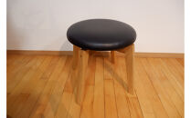 回転スツール（脚部材：ナチュラル/座面：本革ブラック）