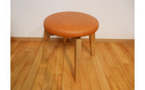 回転スツール（脚部材：ナチュラル/座面：本革キャメル）