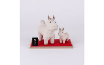 【信楽焼・明山】干支置物「迎春うま」親子セット　eto26-01