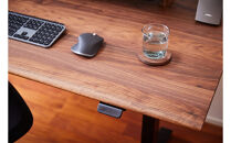 【幅180cm 奥行80cm 厚み3cm】【ウォールナット】【配線トレー付】【シェルフ付】 電動昇降デスク 無垢材 パソコンデスク WAAKstandingPro