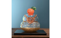 ガラスの鏡餅(黒台付き）銀箔使用＜Lサイズ＞【鏡餅 吹きガラス工房 ガラス お正月 鏡餅約13cm×約10cm 黒台15cm×12cm ハンドメイド 職人手作り 工芸品 伝統工房で作成 老舗ガラス工房 神奈川県 小田原市 】