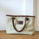 【サンドベージュ】MT-03&nbsp;帆布×革&nbsp;クラシカルな雰囲気のミニトートバッグ&nbsp;