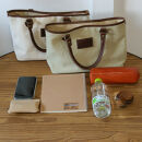 【サンドベージュ】MT-03&nbsp;帆布×革&nbsp;クラシカルな雰囲気のミニトートバッグ&nbsp;