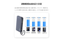 【2025年最新作】&nbsp;モバイルバッテリー&nbsp;26800mAh/99.16Wh&nbsp;大容量&nbsp;USB-A出力&nbsp;Type-C出力/入力&nbsp;ケーブル不要&nbsp;3台同時充電&nbsp;PD&nbsp;100W急速充電&nbsp;ノートPC充電&nbsp;互換性抜群&nbsp;LEDデジタル残電量表示&nbsp;iPhone16&nbsp;15充電&nbsp;安全保護機能搭載&nbsp;防災グッズ&nbsp;PSE認証済【PL保険加入済み製品・安心】