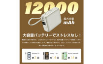 【2025年モデル】モバイルバッテリー&nbsp;12000mAh&nbsp;46.2Wh&nbsp;＜シルバー＞大容量&nbsp;3台同時充電&nbsp;２本ケーブル内蔵&nbsp;PD22.5W&nbsp;急速充電&nbsp;QC3.0&nbsp;携帯充電器&nbsp;防災電源&nbsp;iPhone16充電&nbsp;USB-A&nbsp;/&nbsp;Type-C&nbsp;/&nbsp;iPhone&nbsp;出力&nbsp;Type-C入力&nbsp;高品質&nbsp;コンパクト&nbsp;防災グッズ&nbsp;PSE認証&nbsp;【PL保険加入済み製品・安心】