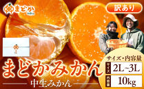 ［先行予約］［訳あり］冬採れみかん（中生みかん）2L〜3Lサイズ混合&nbsp;10kg＋500g（傷み補償分）［2025年11月下旬より発送］