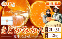 ［先行予約］［訳あり］蔵出しみかん（晩生みかん）2L〜3Lサイズ混合&nbsp;2kg＋200g（傷み補償分）［2026年1月上旬より発送］