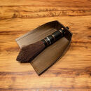 国産棕櫚手箒レザー&nbsp;ブラック&nbsp;柿渋はりみ塵取り（穴あき）セット&nbsp;［FM17］