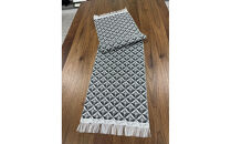 博多織テーブルランナー　切子柄（黒）200cm×31cm
