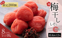【2026年1月下旬より発送】梅干し しそとうめ 低塩約12％ 170ｇ 8パック入り 限定200個