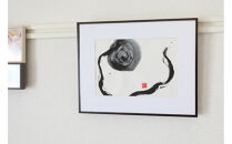 【全4回】福岡市書道家による四季を感じる墨象作品 定期便（A3額装）