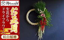 【先行予約】迎春&nbsp;お正月&nbsp;しめ縄&nbsp;しめ飾り&nbsp;玄関飾り&nbsp;ドライフラワー&生花&nbsp;リース&nbsp;紅白稲穂&nbsp;生花からドライフラワーへ【&nbsp;年末年始&nbsp;正月&nbsp;送料無料&nbsp;門真市&nbsp;】