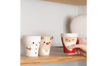 【信楽焼・明山】サンタ/トナカイのペアカップ　s15-2027