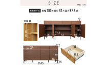 サイドボード&nbsp;幅160cm&nbsp;オーク&nbsp;引出し&nbsp;4杯&nbsp;開き戸&nbsp;稼働棚&nbsp;コンセント&nbsp;収納&nbsp;天然木&nbsp;国産&nbsp;大川家具&nbsp;完成品