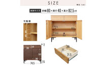 サイドボード&nbsp;幅80cm&nbsp;オーク&nbsp;引出し&nbsp;2杯&nbsp;開き戸&nbsp;稼働棚&nbsp;コンセント&nbsp;収納&nbsp;天然木&nbsp;国産&nbsp;大川家具&nbsp;完成品