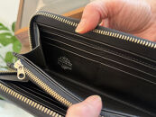 革職人が作った牛革ラウンドファスナー長財布［BLK］