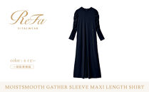 【ネイビー&nbsp;Mサイズ】リファ&nbsp;バイタルテック&nbsp;モイストスムース&nbsp;ギャザースリーブマキシレングスシャツ