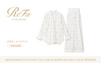 【オフホワイト&nbsp;Mサイズ】リファ&nbsp;バイタルテック&nbsp;モイストスムース&nbsp;スタンドカラースリープウェア&nbsp;ReFaロゴ/WOMEN