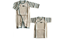 オーガニックコットンベビーウェア2点セット(動物刺しゅう付き・ワニ)