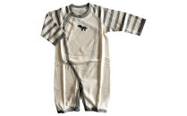 オーガニックコットンベビーウェア2点セット(動物刺しゅう付き・シマウマ)