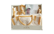 オーガニックコットンベビーウェア2点セット(動物刺しゅう付き・キリン)