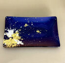 角小皿 マジョ（金箔）ブルー ［NF130］