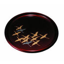 丸盆&nbsp;24cm&nbsp;玉虫&nbsp;千羽鶴&nbsp;［YG454］