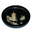 葵丸盆&nbsp;五重の塔（金蒔絵）&nbsp;［YG464］