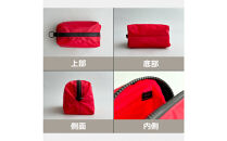 【赤】ナイロン化粧ポーチ　内ポケット付き