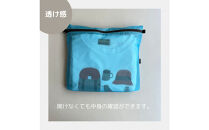 【水色】B5が入る軽いナイロンフラットポーチ　旅行用　着替え　大容量　横長　バッグインポーチ