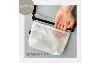 【白】雨の日にも！ポケット付き軽量ナイロンショルダーバッグ　サコッシュ　撥水ポシェット