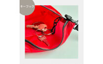 【赤】雨の日にも！ポケット付き軽量ナイロンショルダーバッグ　サコッシュ　撥水ポシェット