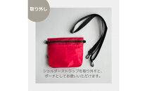 【赤】雨の日にも！ポケット付き軽量ナイロンショルダーバッグ　サコッシュ　撥水ポシェット