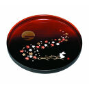 丸盆&nbsp;30cm&nbsp;杢漆分け&nbsp;春秋月うさぎ&nbsp;［YG467］