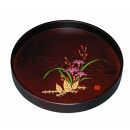 木製丸盆&nbsp;深型&nbsp;黒檀杢&nbsp;山路（金蒔絵・盛絵）&nbsp;［YG471］