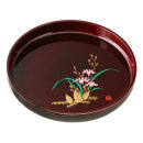 丸盆&nbsp;33cm&nbsp;溜塗&nbsp;山路&nbsp;［YG458］