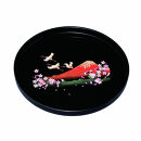 丸盆&nbsp;30cm&nbsp;黒&nbsp;一富士二鶴三桜&nbsp;［YG463］
