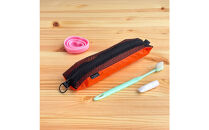 【オレンジ】洗えて清潔！メッシュ×ナイロンのハブラシポーチ