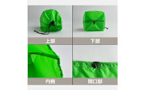 【M・3L・緑】　大きめナイロン巾着袋　スタッフバッグ　スタッフサック　バッグインバッグ　着替え袋