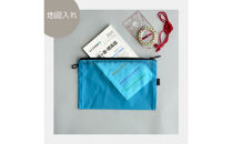 【水色】A6が入るとっても軽いナイロンフラットポーチ（マチなし）旅行用や化粧品にも