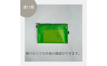 【緑】A6が入るとっても軽いナイロンフラットポーチ（マチなし）旅行用や化粧品にも