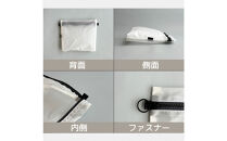 【白】A6が入る軽量撥水ナイロンスクエアポーチ（マチあり）