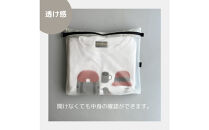 【白】B5が入る軽いナイロンフラットポーチ　旅行用　着替え　大容量　横長　バッグインポーチ