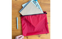 【赤】B5が入る軽いナイロンフラットポーチ　旅行用　着替え　大容量　横長　バッグインポーチ