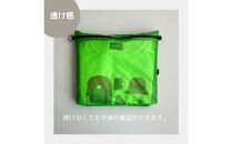 【緑】B5が入る軽いナイロンフラットポーチ　旅行用　着替え　大容量　横長　バッグインポーチ