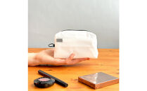 【白】ナイロン化粧ポーチ　内ポケット付き