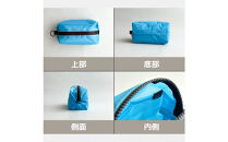 【水色】ナイロン化粧ポーチ　内ポケット付き