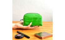 【緑】ナイロン化粧ポーチ　内ポケット付き