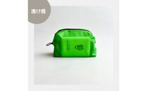 【緑】ナイロン化粧ポーチ　内ポケット付き